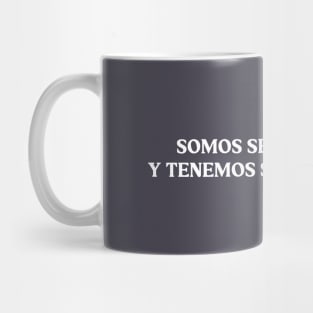 Somos sentimientos y tenemos seres humanos, white Mug